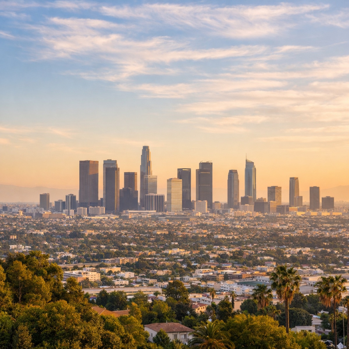 A city skyline representing Caterlush's expansion