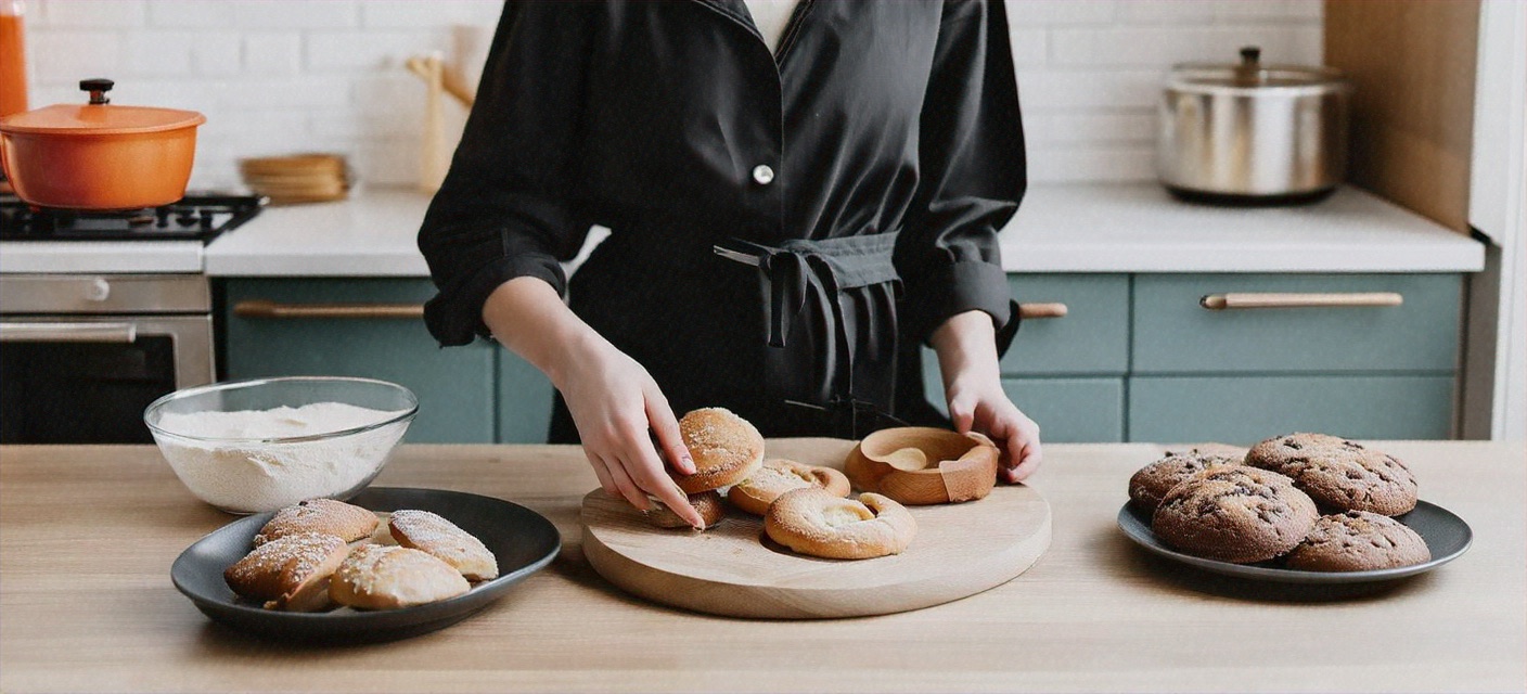 A pastry chef decorating a colorful cake in a bright kitchen