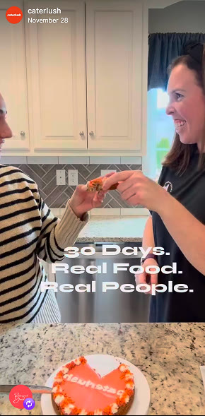 Two creators sharing a freshly decorated cake